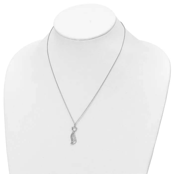 Sentimental Expressions Sterling Silver Rhodiumplated CZ Purrfect Love Cat 18in Necklace TreasureFineJewelers Necklaces