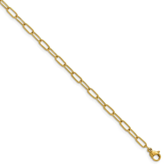 Stainless Steel Polished Yellow IP Paperclip 15in w2in ext Necklace TreasureFineJewelers Necklaces Stainless Steel Polished Yellow IP Paperclip 15in w2in ext Necklace TreasureFineJewelers Necklaces