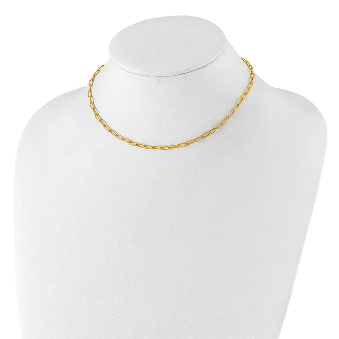 Stainless Steel Polished Yellow IP Paperclip 15in w2in ext Necklace TreasureFineJewelers Necklaces