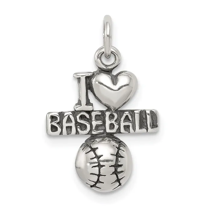 Sterling Silver Antique I heart Baseball Charm TreasureFineJewelers Rings