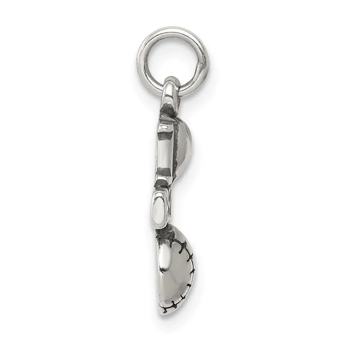 Sterling Silver Antique I heart Baseball Charm TreasureFineJewelers Rings