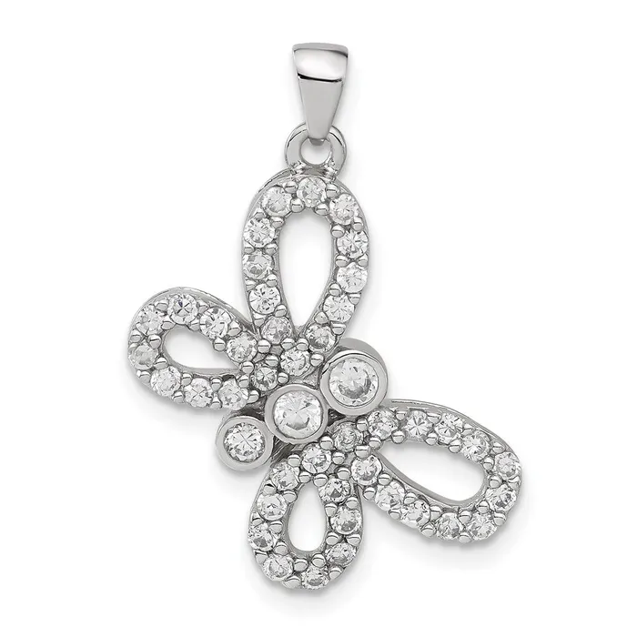 Sterling Silver CZ Butterfly Pendant TreasureFineJewelers Necklaces