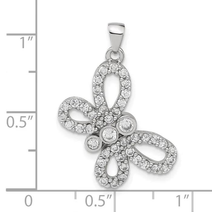Sterling Silver CZ Butterfly Pendant TreasureFineJewelers Necklaces