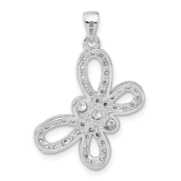 Sterling Silver CZ Butterfly Pendant TreasureFineJewelers Necklaces