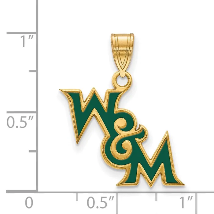 Sterling Silver Goldplated College of William and Mary Medium Enameled Pendant TreasureFineJewelers Necklaces