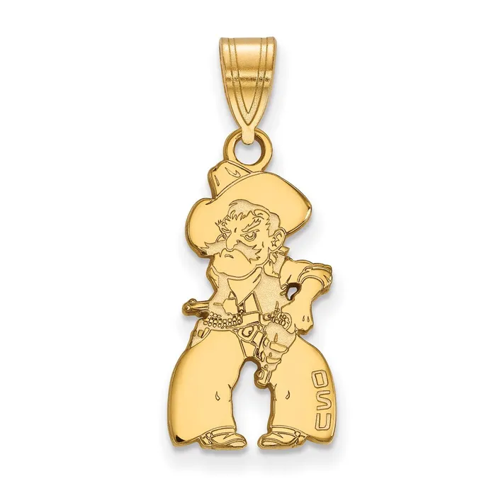 Sterling Silver Goldplated Oklahoma State University Cowboy Large Pendant TreasureFineJewelers Necklaces Sterling Silver Goldplated Oklahoma State University Cowboy Large Pendant TreasureFineJewelers Necklaces