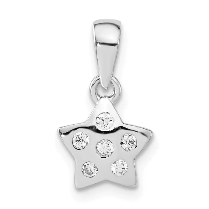 Sterling Silver Polished CZ Star Pendant TreasureFineJewelers Necklaces