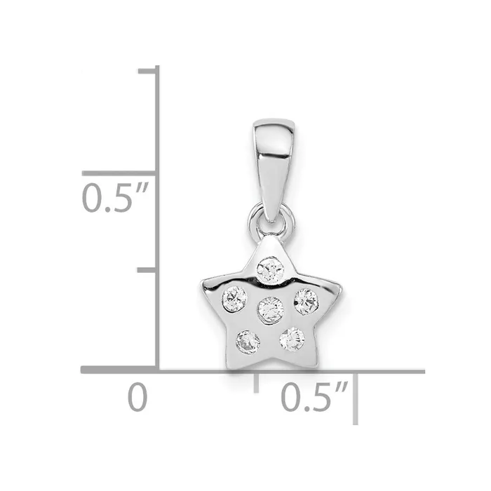 Sterling Silver Polished CZ Star Pendant TreasureFineJewelers Necklaces