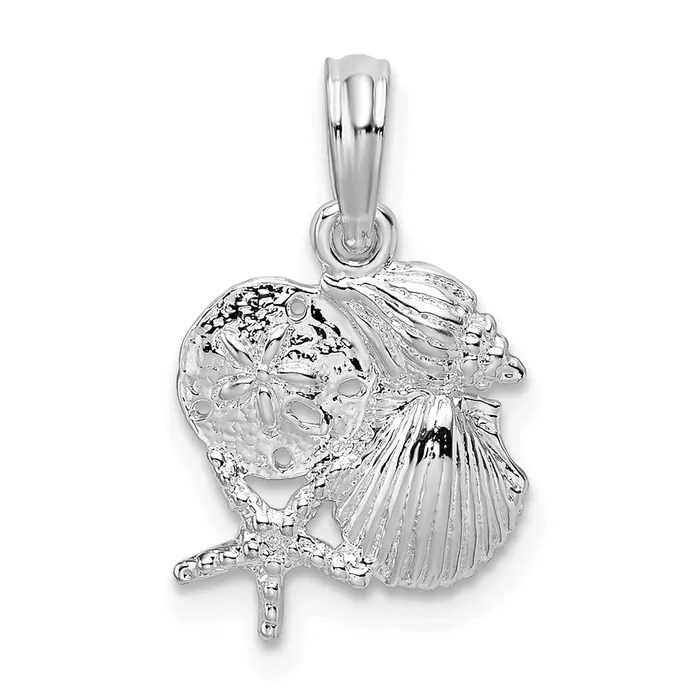 Sterling Silver Polished Shell Cluster Pendant TreasureFineJewelers Necklaces Sterling Silver Polished Shell Cluster Pendant TreasureFineJewelers Necklaces