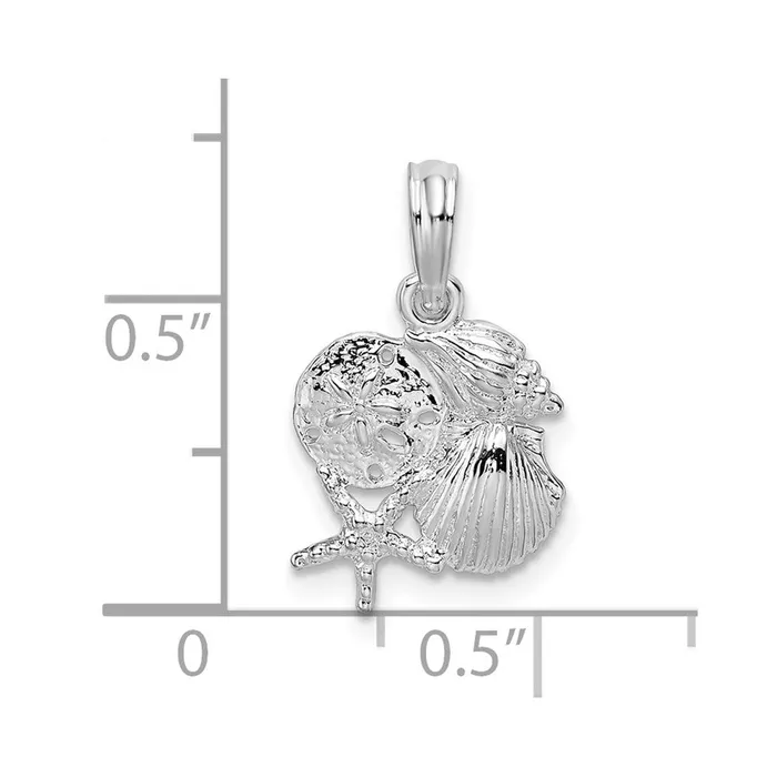 Sterling Silver Polished Shell Cluster Pendant TreasureFineJewelers Necklaces