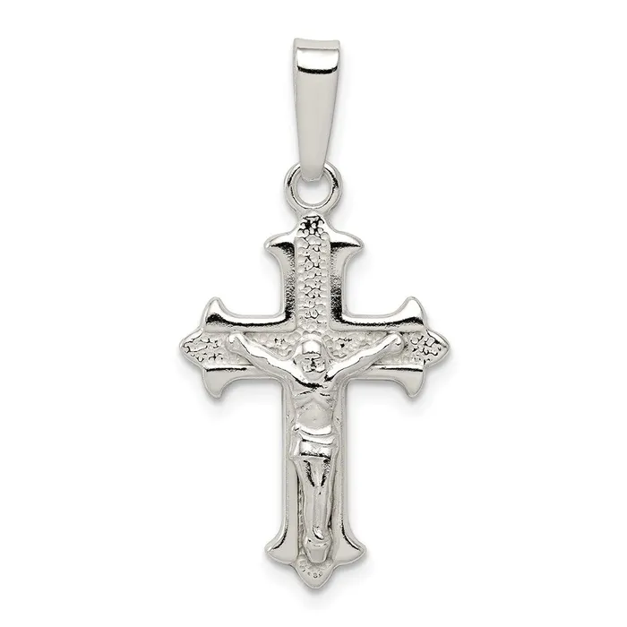 Sterling Silver Polished Textured Crucifix Pendant TreasureFineJewelers Necklaces Sterling Silver Polished Textured Crucifix Pendant TreasureFineJewelers Necklaces