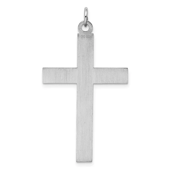 Sterling Silver Rhplated Satin Polished Laser Designed Cross Pendant TreasureFineJewelers Necklaces