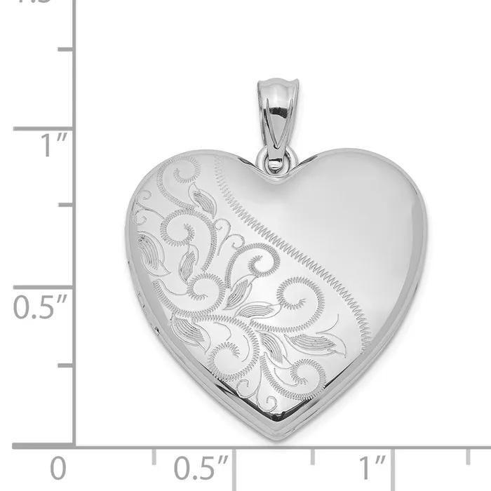 Sterling Silver Rhodiumplated 24mm Scrolled Heart Family Locket TreasureFineJewelers Necklaces