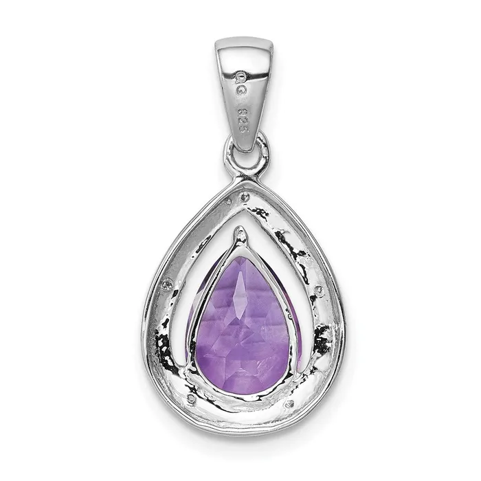 Sterling Silver Rhodiumplated Amethyst and Diamond Pendant TreasureFineJewelers Necklaces
