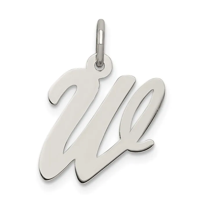 Sterling Silver Rhodiumplated Script Letter W Initial Charm TreasureFineJewelers Necklaces Sterling Silver Rhodiumplated Script Letter W Initial Charm TreasureFineJewelers Necklaces
