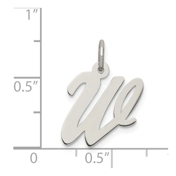 Sterling Silver Rhodiumplated Script Letter W Initial Charm TreasureFineJewelers Necklaces