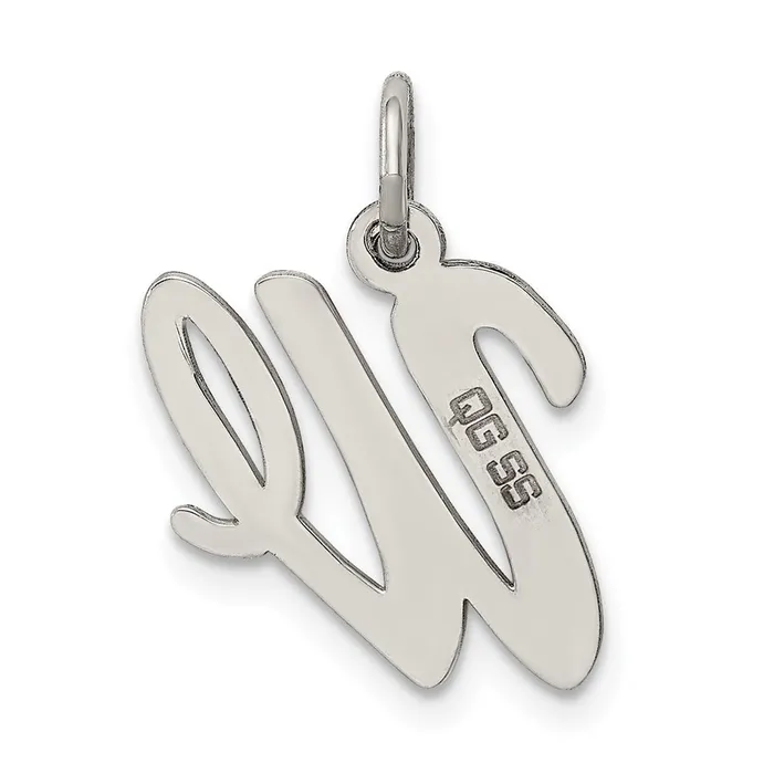 Sterling Silver Rhodiumplated Script Letter W Initial Charm TreasureFineJewelers Necklaces