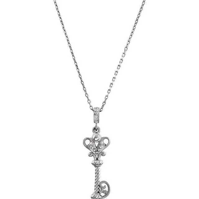 Sterling Silver VintageInspired Key 18 Necklace TreasureFineJewelers Necklaces Sterling Silver VintageInspired Key 18 Necklace TreasureFineJewelers Necklaces