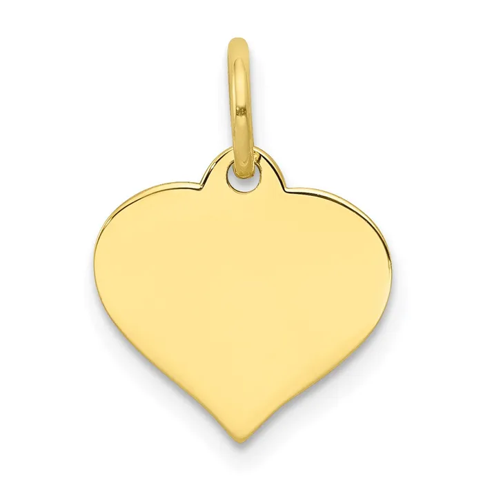 TreasureFineJewelers 10k 013 Gauge Heart Disc Charm Charm Necklaces
