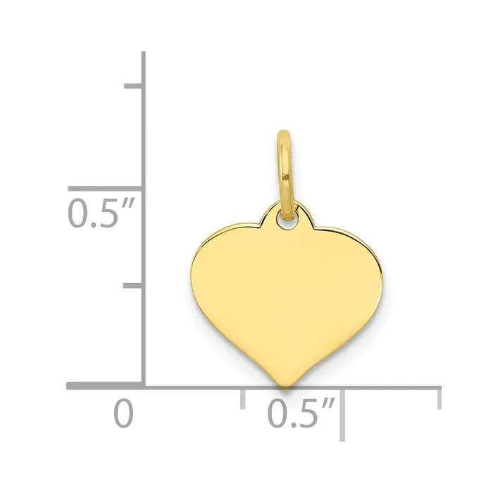 TreasureFineJewelers 10k 013 Gauge Heart Disc Charm Charm Necklaces