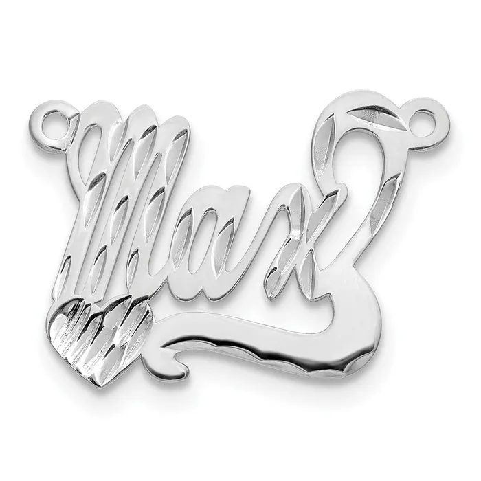 TreasureFineJewelers 10K White Gold Diamondcut Heart Name Plate Necklaces