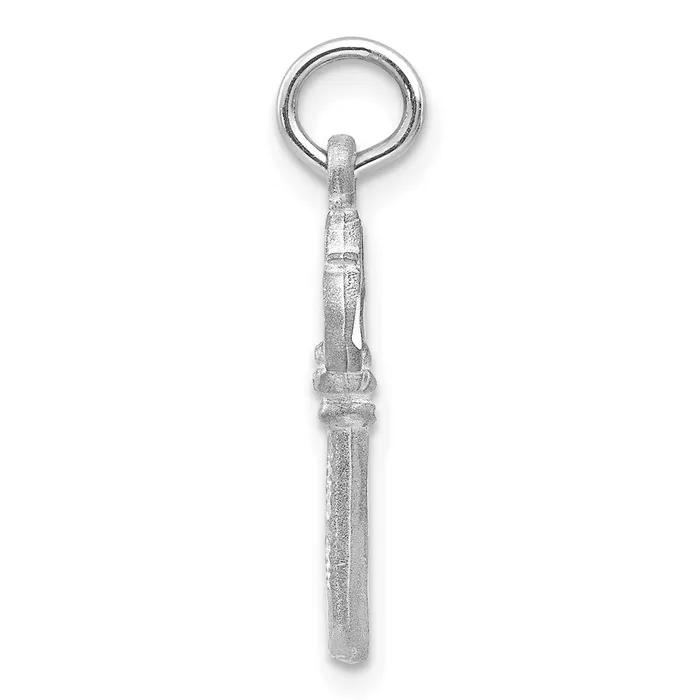 TreasureFineJewelers 14K White Gold Polished Diamondcut 3D Key Charm Charm Necklaces