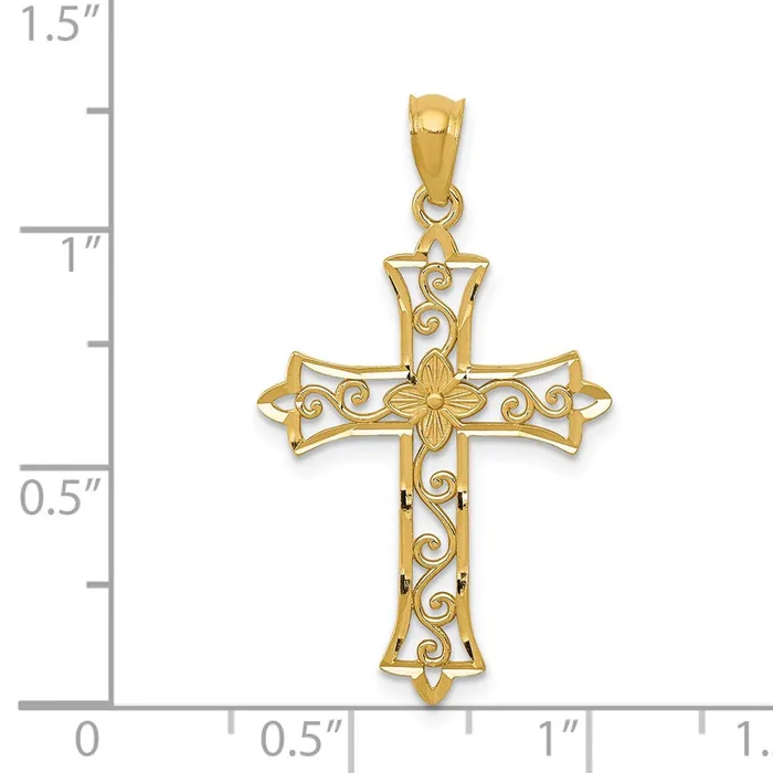 TreasureFineJewelers 14k Yellow Gold Cross Pendant Necklaces
