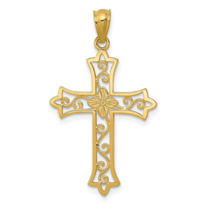 TreasureFineJewelers 14k Yellow Gold Cross Pendant Necklaces