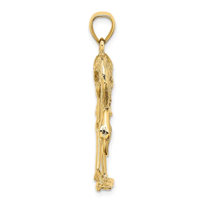 TreasureFineJewelers Charm Necklaces 14K 3D Textured Flamingo Charm