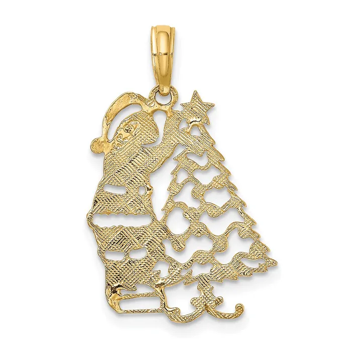 TreasureFineJewelers Charm Necklaces 14k Polished Christmas Tree and Santa Charm