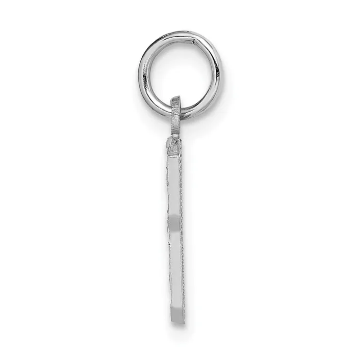 TreasureFineJewelers Charm Necklaces 14k White Gold Small Brushed Diamondcut Number 8 Charm