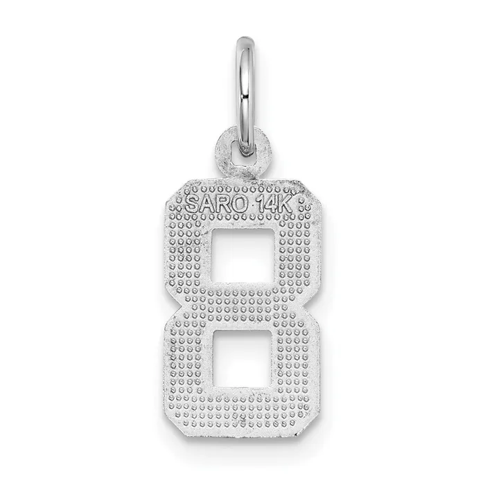 TreasureFineJewelers Charm Necklaces 14k White Gold Small Brushed Diamondcut Number 8 Charm