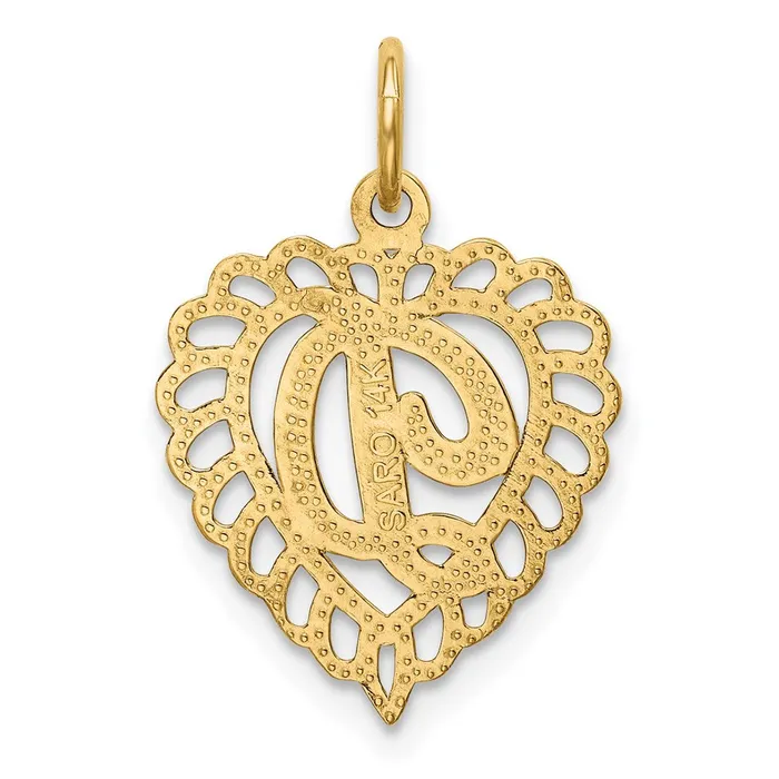 TreasureFineJewelers Charm Necklaces 14k Yellow Gold Heart Letter D Charm