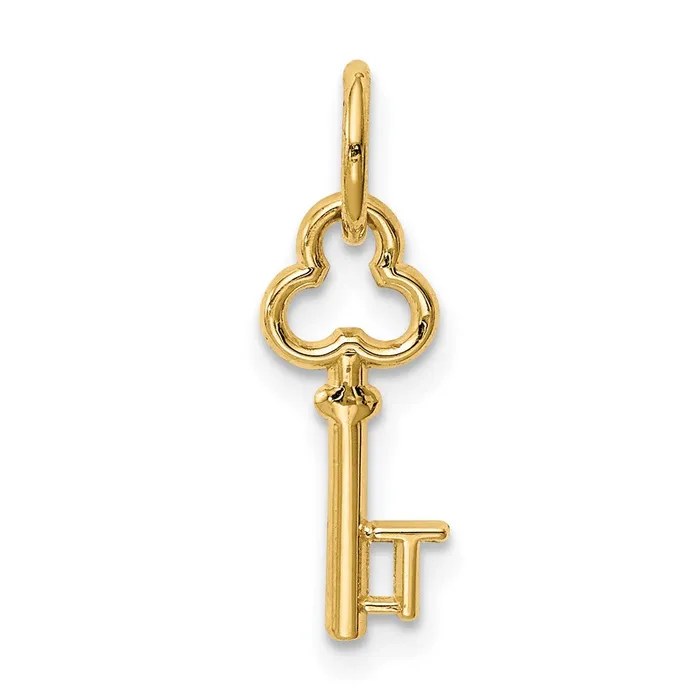 TreasureFineJewelers Charm Necklaces 14k Yellow Gold Key Letter T Initial Charm