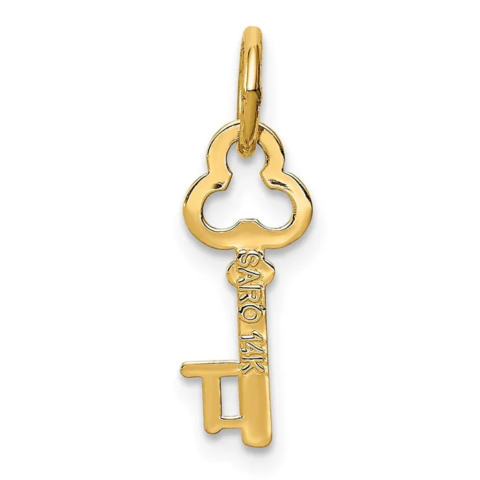 TreasureFineJewelers Charm Necklaces 14k Yellow Gold Key Letter T Initial Charm