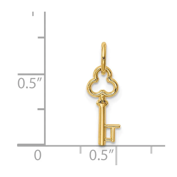 TreasureFineJewelers Charm Necklaces 14k Yellow Gold Key Letter T Initial Charm