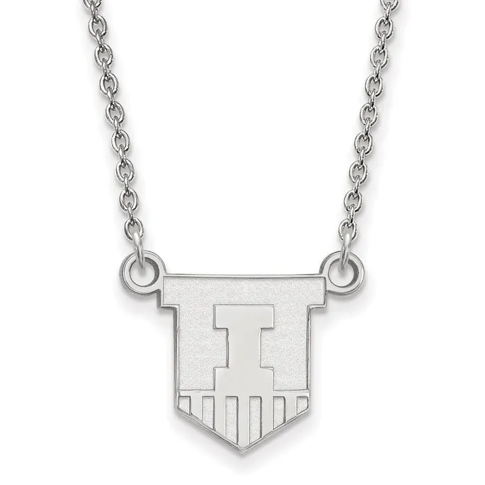 TreasureFineJewelers Necklaces 10K White Gold University of Illinois Small Pendant with Necklace TreasureFineJewelers Necklaces 10K White Gold University of Illinois Small Pendant with Necklace