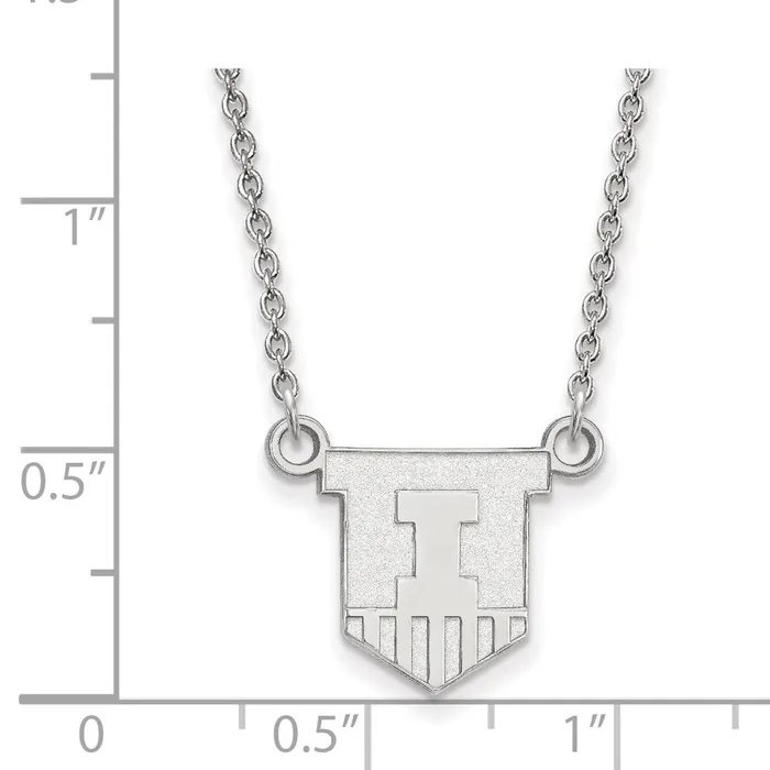 TreasureFineJewelers Necklaces 10K White Gold University of Illinois Small Pendant with Necklace