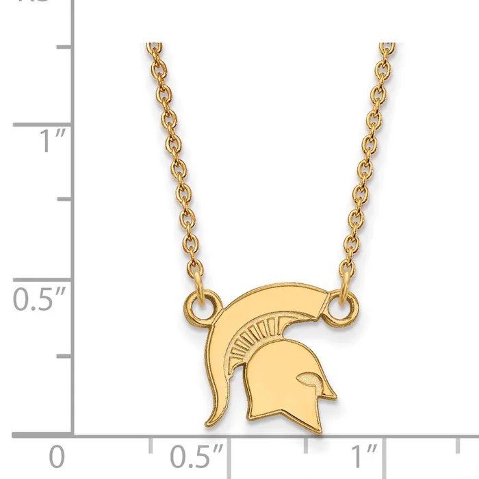 TreasureFineJewelers Necklaces 10K Yellow Gold Michigan State University Small Pendant with Necklace