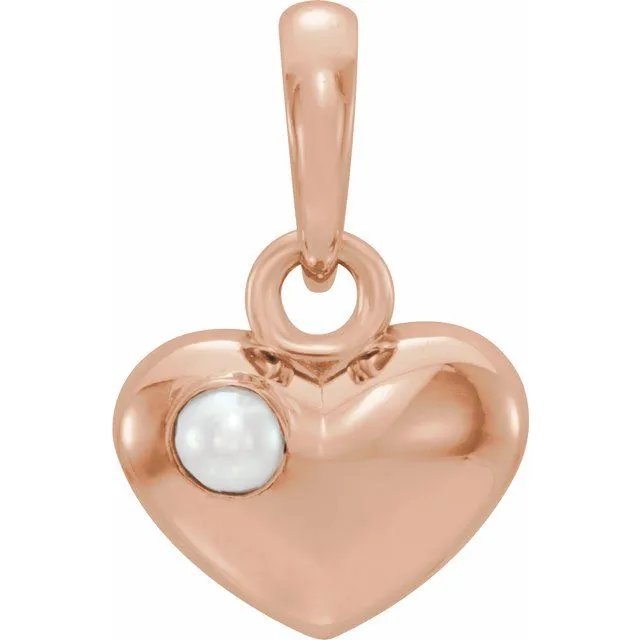TreasureFineJewelers Necklaces 14K Rose Freshwater Cultured Pearl Heart Pendant TreasureFineJewelers Necklaces 14K Rose Freshwater Cultured Pearl Heart Pendant