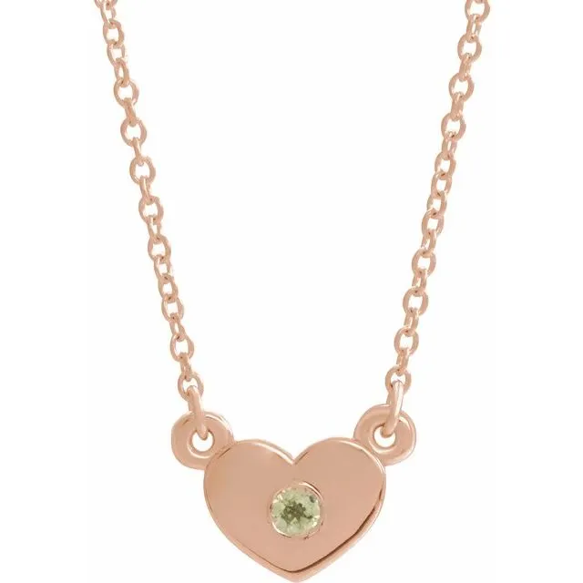 TreasureFineJewelers Necklaces 14K Rose Peridot Heart 16 Necklace