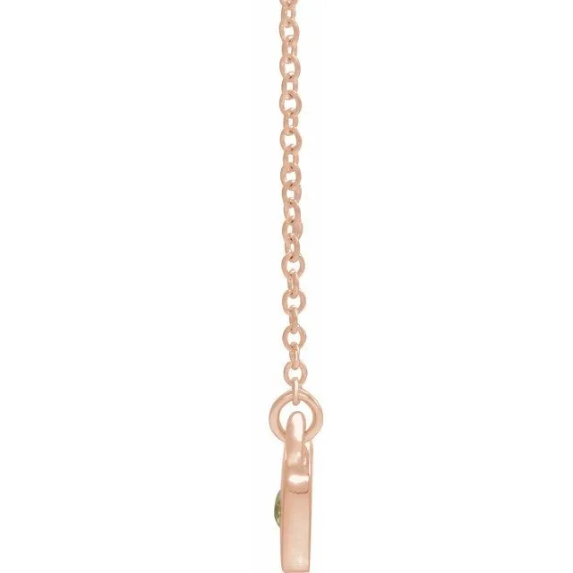 TreasureFineJewelers Necklaces 14K Rose Peridot Heart 16 Necklace