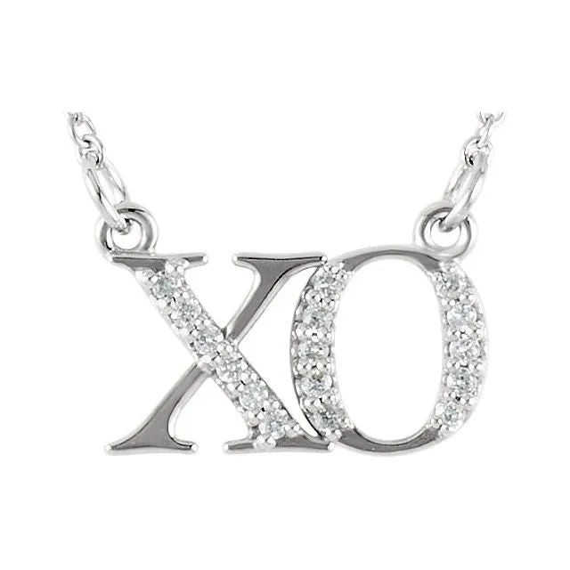 TreasureFineJewelers Necklaces 14K White Gold 07 CTW Natural Diamond XO Phrase 16 12 Necklace TreasureFineJewelers Necklaces 14K White Gold 07 CTW Natural Diamond XO Phrase 16 12 Necklace