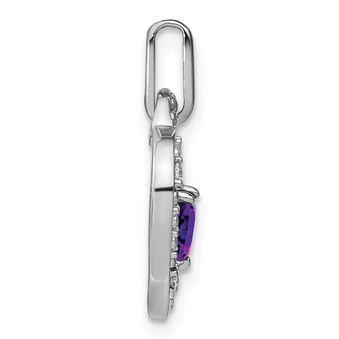 TreasureFineJewelers Necklaces 14k White Gold Amethyst and Diamond Heart Pendant