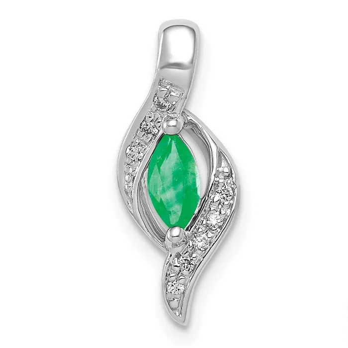 TreasureFineJewelers Necklaces 14k White Gold Diamond and Marquise Emerald Pendant TreasureFineJewelers Necklaces 14k White Gold Diamond and Marquise Emerald Pendant