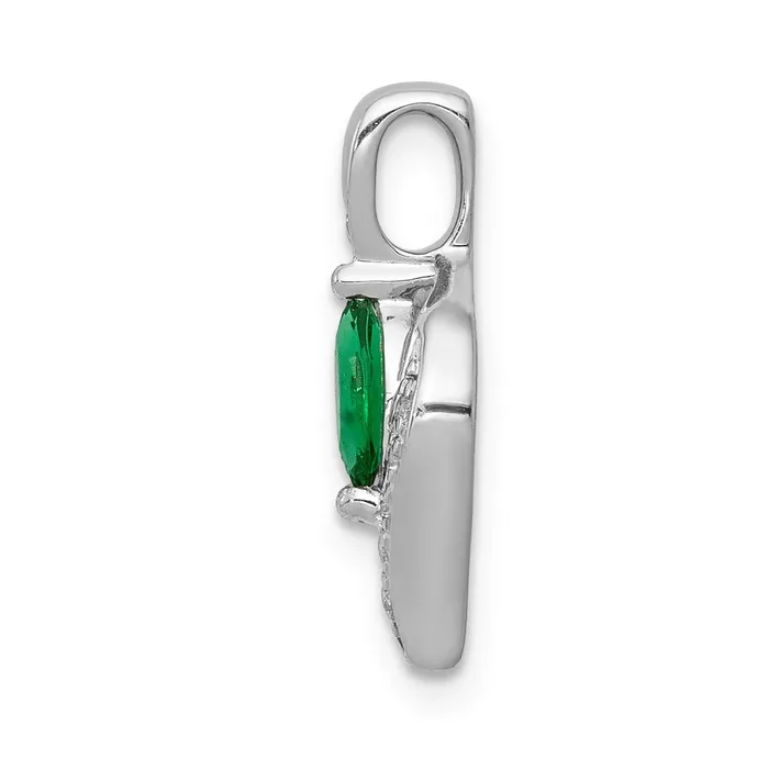 TreasureFineJewelers Necklaces 14k White Gold Diamond and Marquise Emerald Pendant