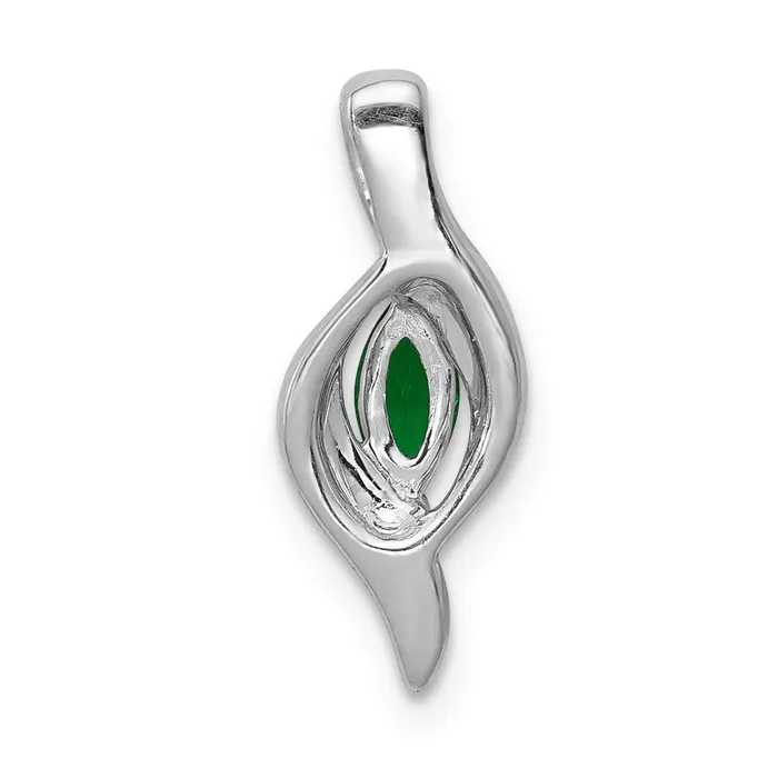 TreasureFineJewelers Necklaces 14k White Gold Diamond and Marquise Emerald Pendant