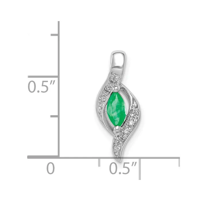 TreasureFineJewelers Necklaces 14k White Gold Diamond and Marquise Emerald Pendant