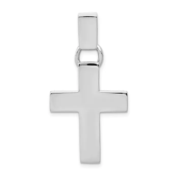 TreasureFineJewelers Necklaces 14k White Gold Modern Cross Pendant