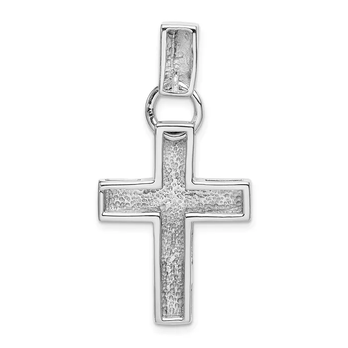 TreasureFineJewelers Necklaces 14k White Gold Modern Cross Pendant